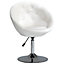 HOMCOM Modern Leisure Chair Round Tufted Accent Vanity Stool Height Adjustable Counter, White