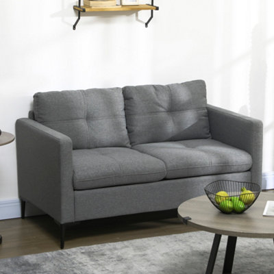 HOMCOM Modern Loveseat Sofa Upholstered 2 Seater Settee for Living Room ...