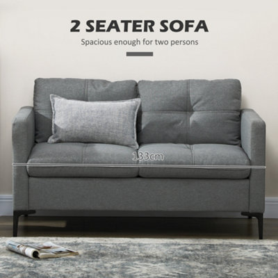 HOMCOM Modern Loveseat Sofa Upholstered 2 Seater Settee for Living Room ...