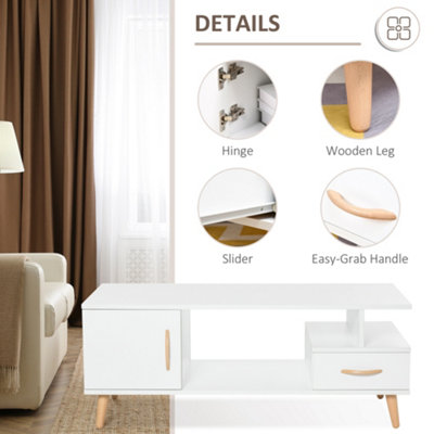 Picture of HOMCOM Modern Minimalism Storage Coffee Table Wooden Living Room w/ Drawer