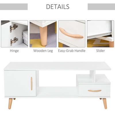Picture of HOMCOM Modern Minimalism Storage Coffee Table Wooden Living Room w/ Drawer