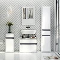 HOMCOM Modern Minimalistic Bathroom Storage Cabinet w/ Drawer Cupboard Adjustable Shelf Door Home Organiser Sleek White