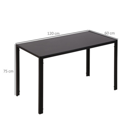 HOMCOM Modern Rectangular 4 Seater Dining Table with Tempered Glass Top