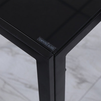 HOMCOM Modern Rectangular 4 Seater Dining Table with Tempered Glass Top