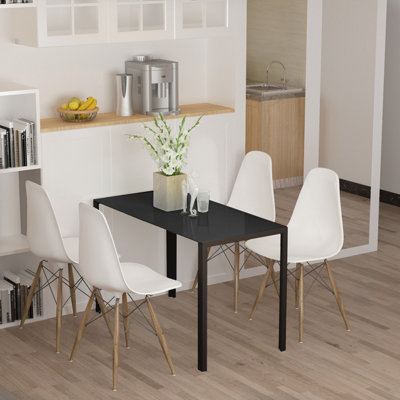 HOMCOM Modern Rectangular 4 Seater Dining Table with Tempered Glass Top