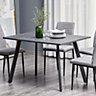HOMCOM Modern Rectangular Dining Table with Metal Legs Indoor, Dark Grey