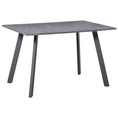 HOMCOM Modern Rectangular Dining Table with Metal Legs Indoor, Dark Grey