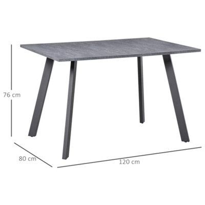 HOMCOM Modern Rectangular Dining Table with Metal Legs Indoor, Dark Grey