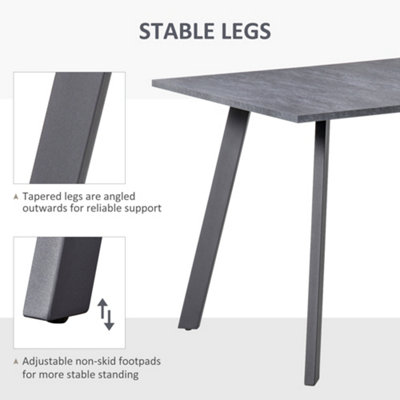 HOMCOM Modern Rectangular Dining Table with Metal Legs Indoor, Dark Grey