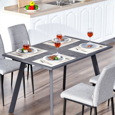 HOMCOM Modern Rectangular Dining Table with Metal Legs Indoor, Dark Grey