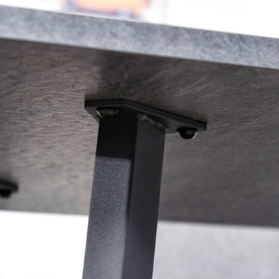 HOMCOM Modern Rectangular Dining Table with Metal Legs Indoor, Dark Grey