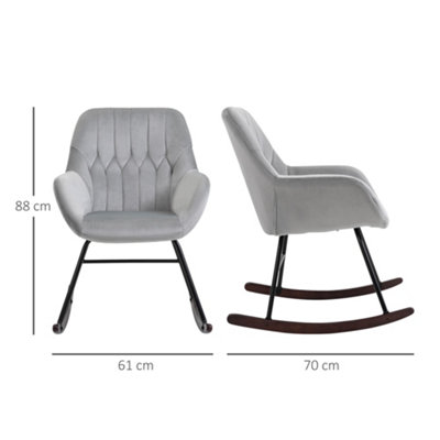 HOMCOM Modern Rocking Armchair with Foam Padding Metal Frame Home Office Grey