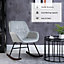 HOMCOM Modern Rocking Armchair with Foam Padding Metal Frame Home Office Grey