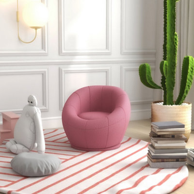 HOMCOM Modern Round Boucle Armchair Accent Chair for Living Room Bedroom Pink