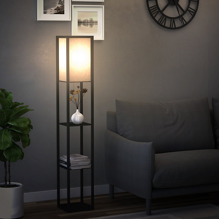 Homcom Modern Shelf Floor Lamp Soft