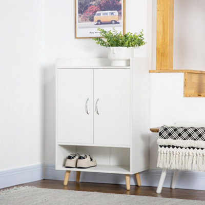 White entryway deals cabinet with doors