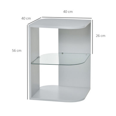 HOMCOM Modern Side Table Three Layer Bedside Table w/ Storage Shelves, Grey