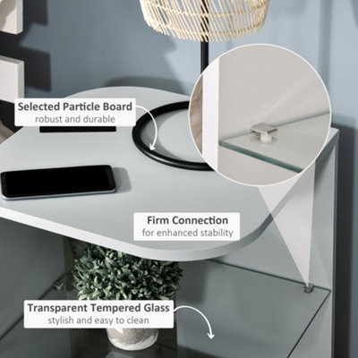 HOMCOM Modern Side Table Three Layer Bedside Table w/ Storage Shelves, Grey