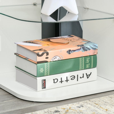 HOMCOM Modern Side Table Three Layer Bedside Table w/ Storage Shelves, White