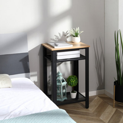 HOMCOM Modern Side Table with 2-Tier Shelves End Table for Bedroom, Living Room