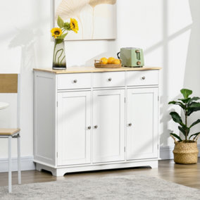 HOMCOM Modern Sideboard Buffet Cabinet with Storage Cabinets and Drawers White