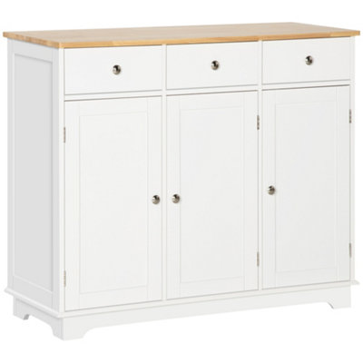 HOMCOM Modern Sideboard Buffet Cabinet with Storage Cabinets and Drawers White