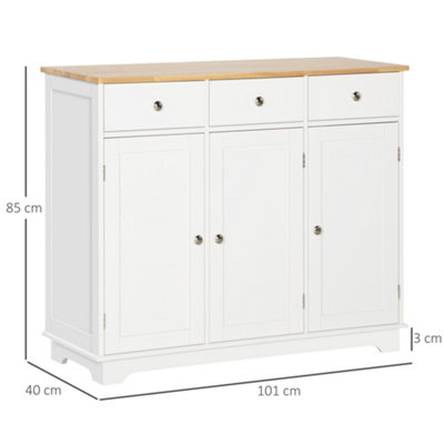 HOMCOM Modern Sideboard Buffet Cabinet with Storage Cabinets and Drawers White