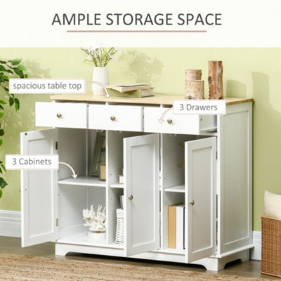 HOMCOM Modern Sideboard Buffet Cabinet with Storage Cabinets and Drawers White