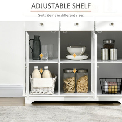 HOMCOM Modern Sideboard Buffet Cabinet with Storage Cabinets and Drawers White