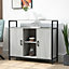 HOMCOM Modern Sideboard Storage Cabinet with Adjustable Shelves Light Grey