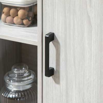 HOMCOM Modern Sideboard Storage Cabinet with Adjustable Shelves Light Grey