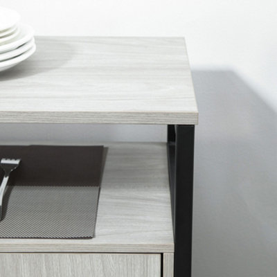 HOMCOM Modern Sideboard Storage Cabinet with Adjustable Shelves Light Grey
