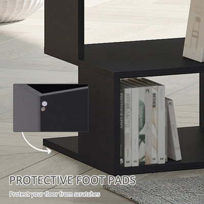 HOMCOM Modern Square 2 Tier Wood Coffee Side Table Storage Shelf Rack Black