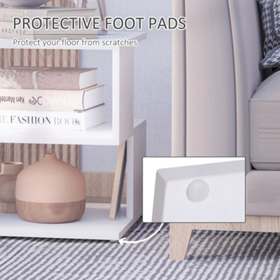 HOMCOM Modern Square 2 Tier Wood Coffee Side Table Storage Shelf Rack White