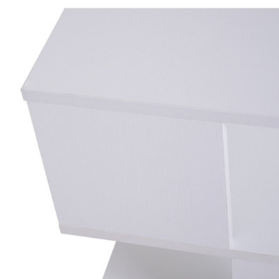 HOMCOM Modern Square 2 Tier Wood Coffee Side Table Storage Shelf Rack White