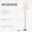 HOMCOM Modern Steel Floor Lamp with Pleated Fabric Lampshade Floor Switch, Home Style Standing Light, 164cm, White and Silver