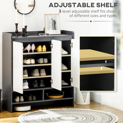 HOMCOM Modern Storage Cabinet with High Gloss White Doors for 24 Pairs of Shoes DIY at B Q