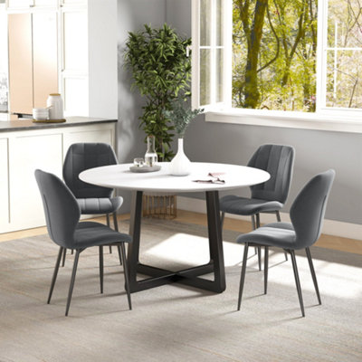 HOMCOM Modern Style Kitchen Chairs Set of 4 with Flannel Upholstered ...