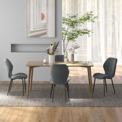 HOMCOM Modern Style Kitchen Chairs Set of 4 with Flannel Upholstered ...