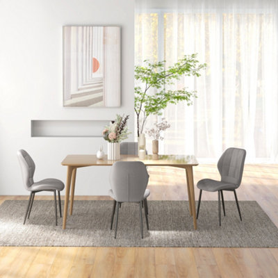 DUMOS Upholstered Dining Chairs Set Of 2, Modern Upholstered Fabric Dining Room Chair With Nailhead Trim And Wood Legs, Mid-Century Accent Dinner Chair For Living Room, Kitchen, Grey - Chairs