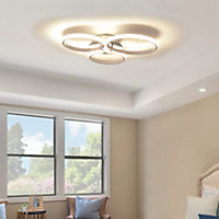 HOMCOM Modern Three Circle LED Ceiling Lamp Light with Metal Base for Bedroom, Hallway, Dining Room, Living Room