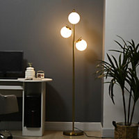 HOMCOM Modern Tree Floor Lamp with 3 Light, for Living Room Bedroom, Gold