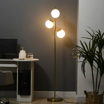 ShuideHua Industrial Dimmable Floor Lamp - 65" Gold Tree Lamp With 3 Crystal Cages For Living Room & Bedroom