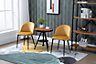 HOMCOM Modern Upholstered Fabric Bucket Seat Dining Chairs Set of 2 Camel
