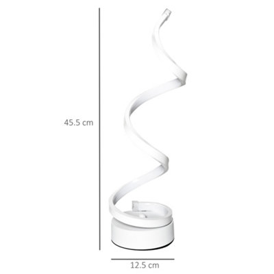 HOMCOM Modern Wave-Shaped LED Table Lamp with Round Metal Base, Cool White 6000K, White