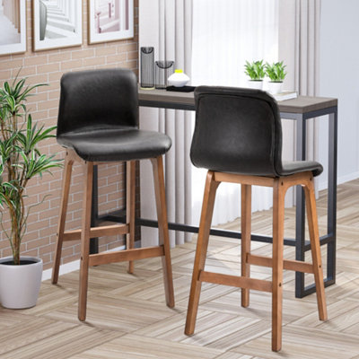 Black wood swivel bar on sale stools with back