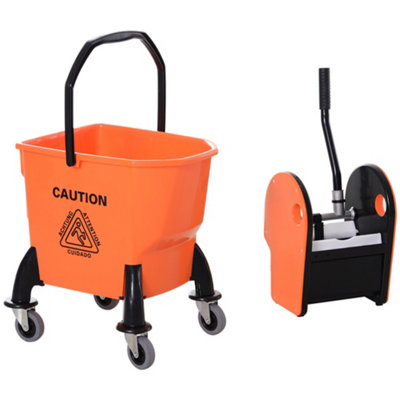 Kleeneze Bucket With Mop Wringer And Carry Handle 14L - Plastic Grey/Pink Kleene