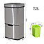 HOMCOM Motion Sensor Rubbish Bin, 3 Compartments Removable Lid Stainless Steel