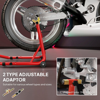 HOMCOM Motorcycle Rear Wheel Stand, 544kg Motorcycle Paddock Stand, Red