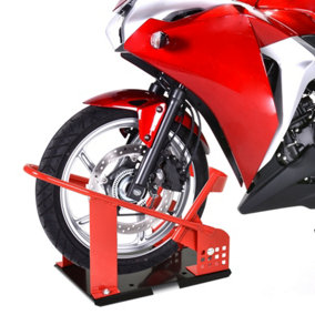 HOMCOM Motorcycle Wheel Chock 8-15.5 cm Metal Holder For Truck And Trailer